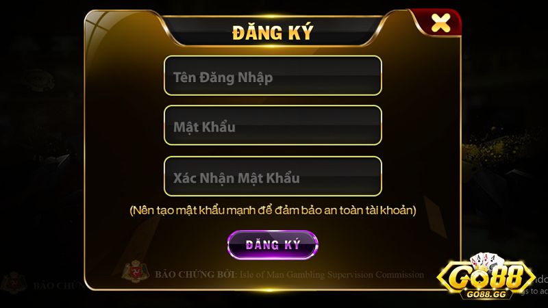 Đăng ký tài khoản tại Go88